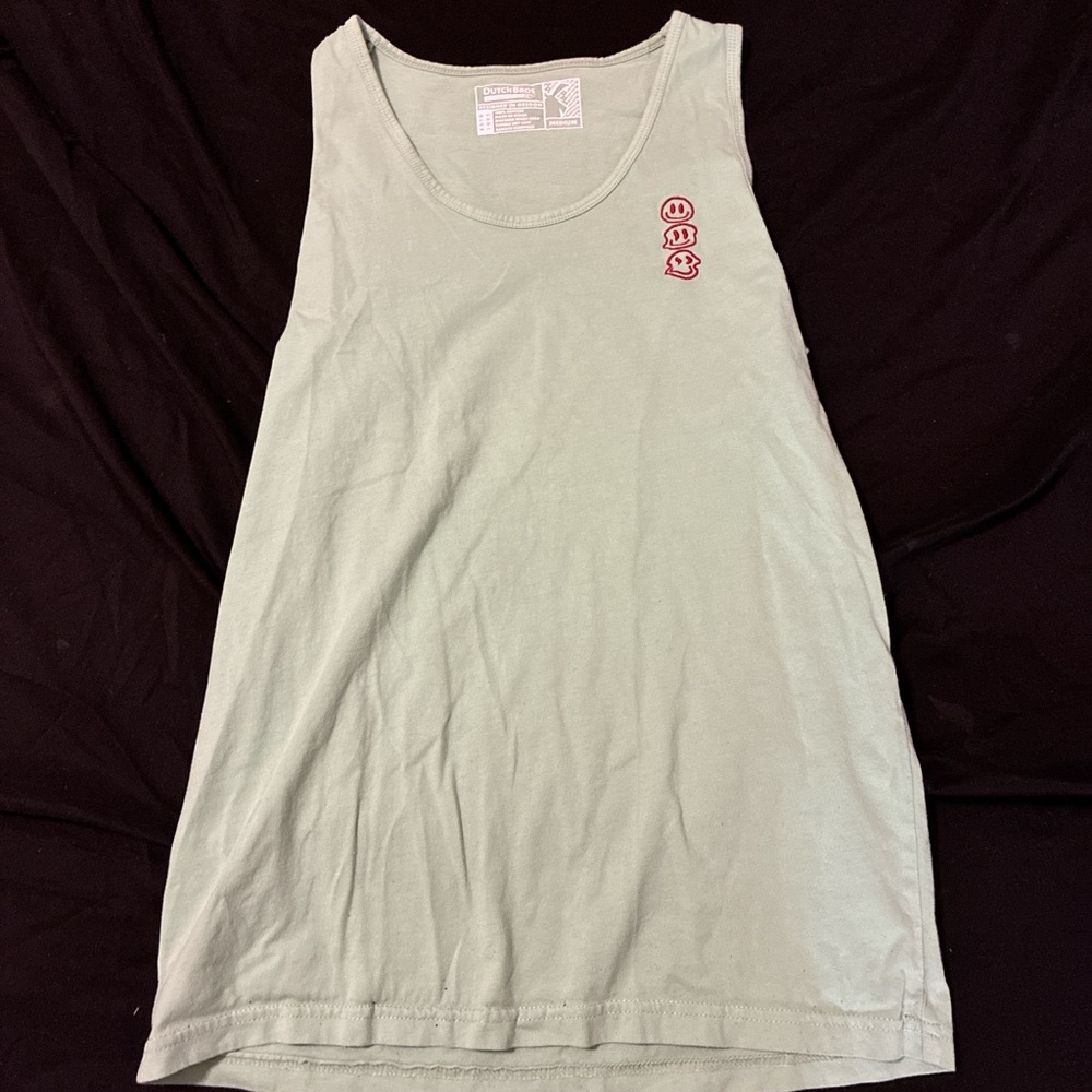 Light Green Tank Top with Red Dutch Bros logo